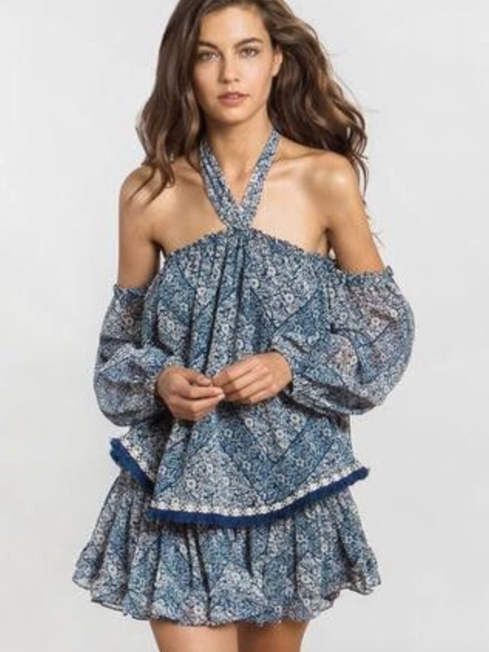 Misa Los Angeles Livey Blouse Top in Blue Floral